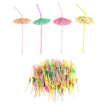 150 Umbrella Straws: Colorful, flexible drinking straws compatible with beach-themed parties, bars, etc.