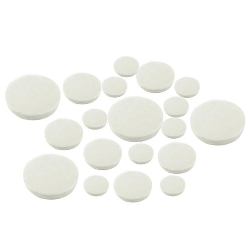 17 replacement leather pads for clarinets, intended for high-quality wind instruments.