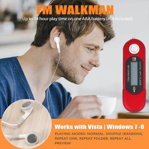 8G USB Flash Drive MP3 Player FM Walkman Red 2