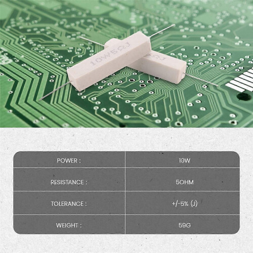 5 x 5 ohm 10W 5% αντιστάσεις από σύρμα άνθρακα-τσιμέντου 1