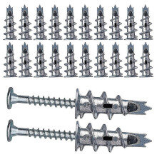 40 pieces of metal self-drilling plasterboard anchors with screws 4.5 x 35mm compatible with single and double layer plasterboard