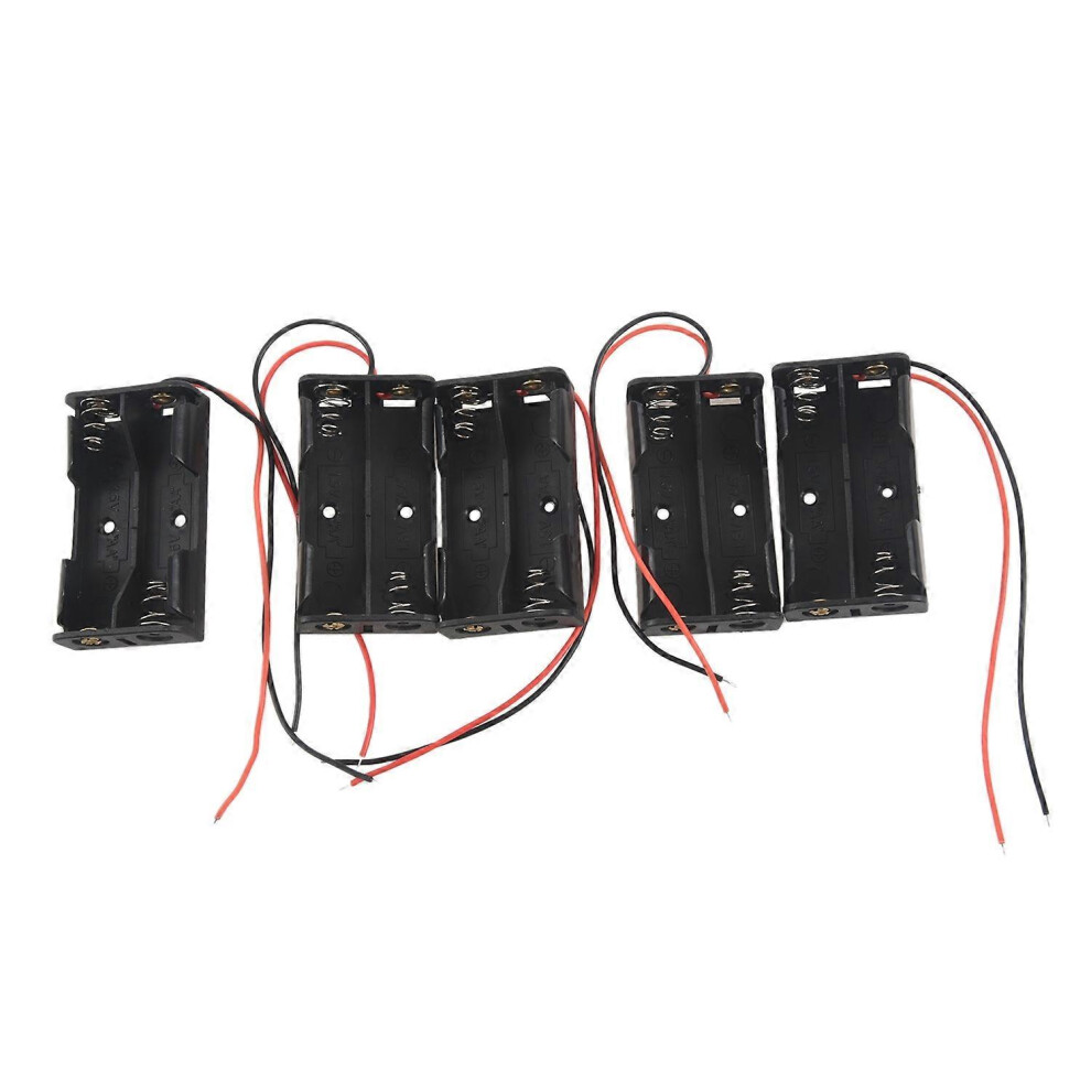5 Pieces 2 X 1.5V Aa Battery Compartment Holder Black With Wire Leads 8489919505738