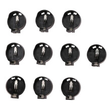 10 black round button cell holders compatible with CR2032 2016 2025