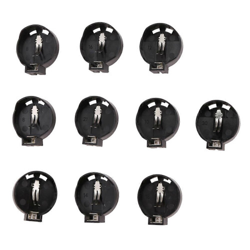 10 black round button cell holders compatible with CR2032 2016 2025