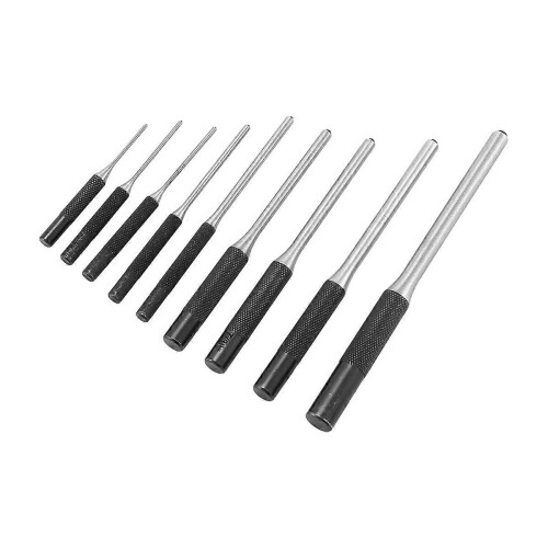 Set of 9 punches: round punches, roller pins, punching tool, roller pin toolbox. 1