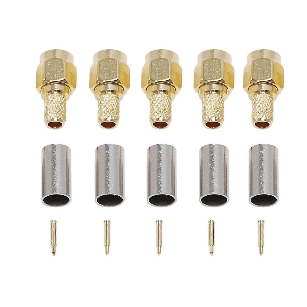 5 Sma Connectors Rf Coaxial Connectors Crimp Compatible With Rg58 Rg142 Rg400 Lmr195 Rg223 8707765903592