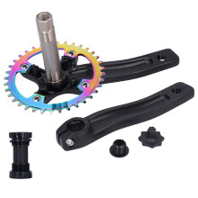 Bike Crank Arm Set with High Axial Strength, Mountain Cranksets 170mm Aluminum Alloy Single Speed Crankset with Bottom Bracket Kit and Chainring Bolts