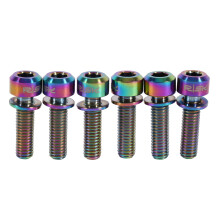 Bicycle Stem Bolt with Washers, Titanium Alloy Hex Socket Bolt M5x18mm Tapered Head for Mountain and Road Bike, Rust-Resistant Lightweight Fastening S