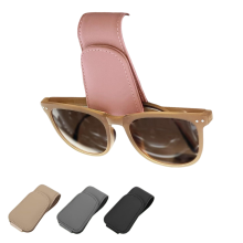 Quality Pu Leather Magnetic Sunglass Holder, Multi-functional Design, Easy to Use for Your Car (Pink, Set of 2)