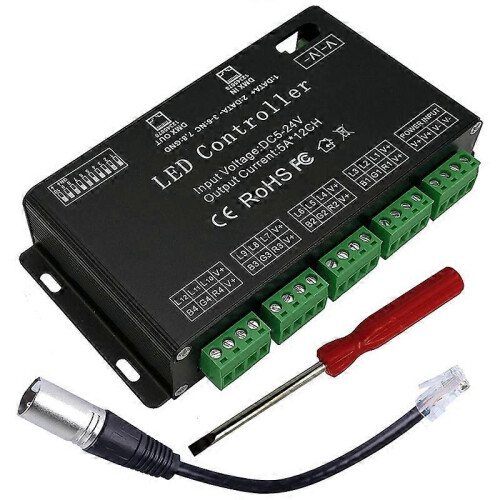 12-channel DMX decoder, RGB LED controller, 60A DMX512 PWM dimmer for RGB LED strips and modules