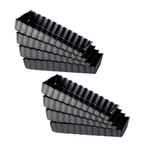 Non-stick rectangular quiche tins with removable bottoms, fluted tart tin for fruit tarts