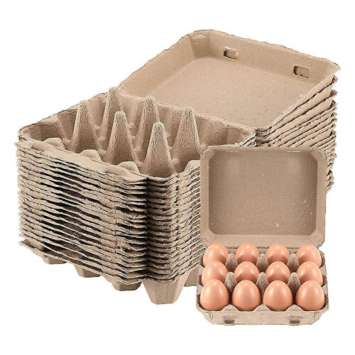 Set van 20 eierdozen, vierkante eierdozen van papier-maché, eiercontainers, lege eierbakjes