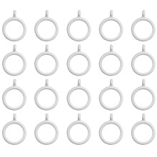 20x White plastic curtain rings, 25mm inner diameter