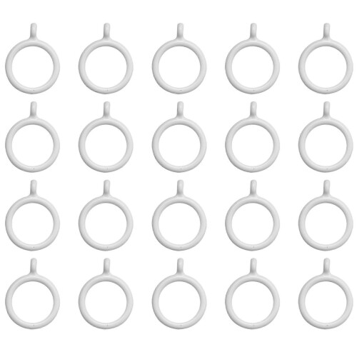 20x White plastic curtain rings, 25mm inner diameter