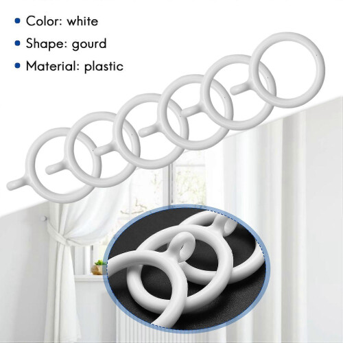 20x White plastic curtain rings, 25mm inner diameter 2