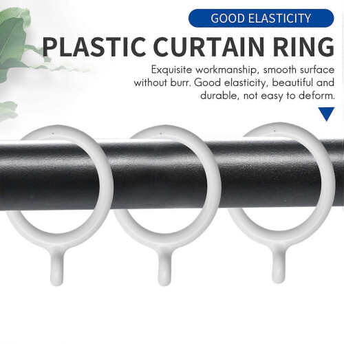 20x White plastic curtain rings, 25mm inner diameter 1