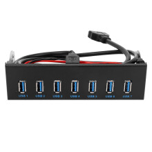 7-Port USB 3.0 Hub 5Gbs 5.25-inch CD-ROM Drive Bay CD-ROM Front Panel compatible with Computer Case + USB 3.0 19-pi