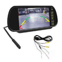 7-inch LCD-achteruitkijkspiegel, parkeerhulp, 2 AV-ingangen, achteruitrijassistentie, achteruitrijfunctie