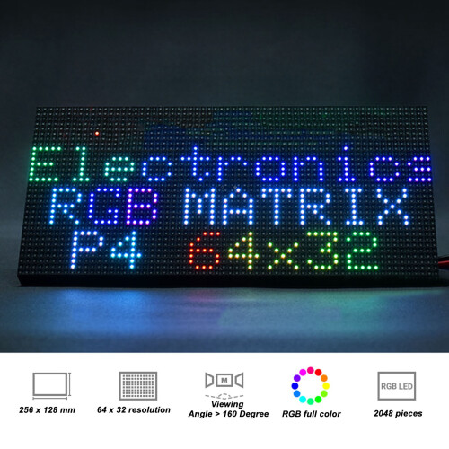 64x32 RGB LED-Matrix-Panel P4 4mm Pixelabstand Vollfarbdisplay 2