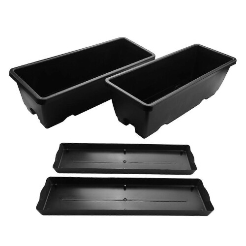 2 Pack Self-Watering Planters, Rectangular Plant Pots, Modern Decorative Flower Pots/Window Boxes compatible with All 1