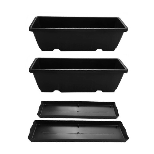 2 Pack Self-Watering Planters, Rectangular Plant Pots, Modern Decorative Flower Pots/Window Boxes compatible with All 2