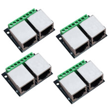 4-piece RJ45 Ethernet Dual Female Terminal Breakout Board, 3.5mm Pitch Connector Board, Shielded Network
