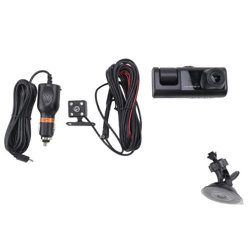 3-channel dashcam, 1080p front camera, infrared night vision, loop recording 2