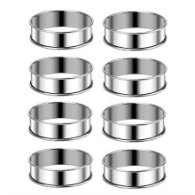 3.15 inch muffin rings, C-shaped rings, 8 pieces stainless steel muffin ring molds, double rolled tart rings