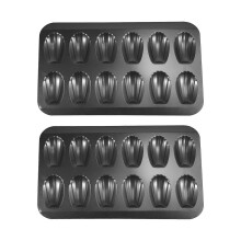 2 Packs Non-Stick Madeleine Pan, 12-Piece Baking Pan with Shell Cake Baking Tray, Chocolate Non-Stick Baking Pan