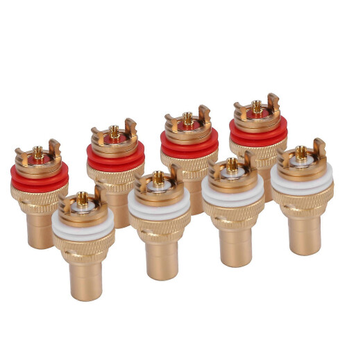 8 pieces Red+White RCA socket chassis High quality RCA CMC socket Phono copper plug Amp 2