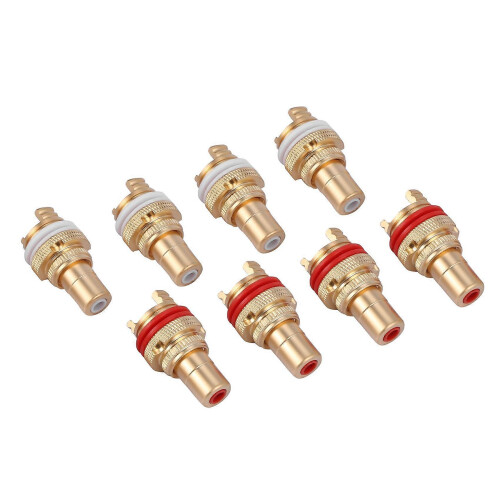 8 pieces Red+White RCA socket chassis High quality RCA CMC socket Phono copper plug Amp 1
