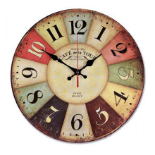 12-inch Retro Wooden Wall Clock Farmhouse Decor, Silent, Non-Ticking Wall Clocks Large Decorative - B