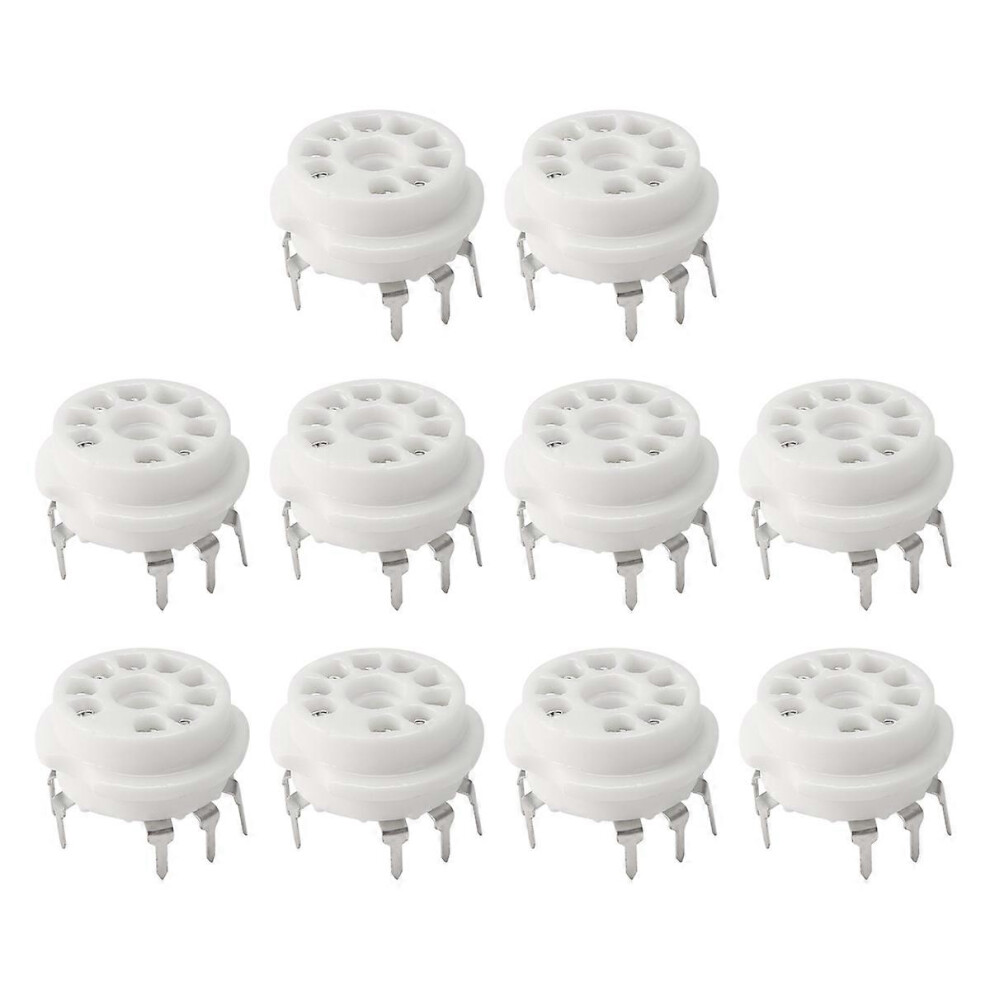 10 Pcs. Pcb 9-Pin Ceramic B9a Vacuum Tube Socket Audio Hifi Diy Amplifier Compatible With 12Ax7 12Au7 12At7 Ecc81 Ecc82 8427420280263