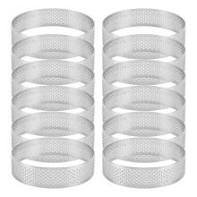 12 moldes para tartas de acero inoxidable, moldes para mousse perforados, moldes para tartas y utensilios redondos para hornear.