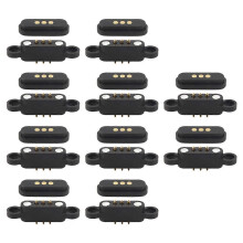 10 pairs of spring-loaded magnetic pogo pin connectors, 3 positions, magnets, 2.3 mm pitch, through holes
