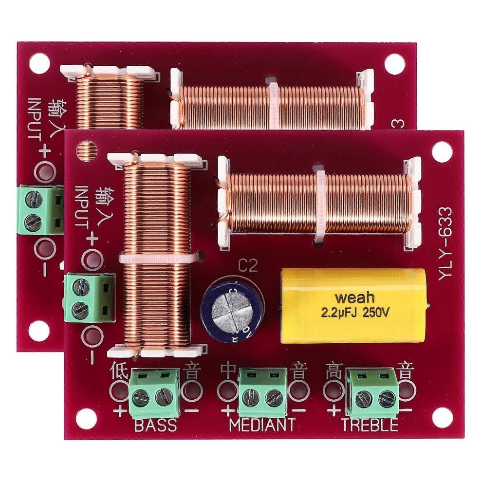 2 X 200W 3-Way Audio Speaker Crossover Tweeter + Midrange + Bass Independent Crossover Speaker Filter 8070063936686