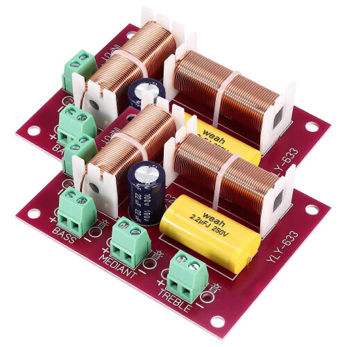 2 x 200W 3-weg luidspreker crossoverfilter: onafhankelijke tweeter, middentoner en woofer. 1