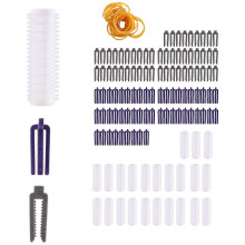 24-piece set of salon nylon Velcro hairbrushes, hair root perm, curling irons with clamps & rubber bands