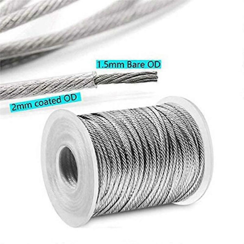 30m flexibele staalkabel met PVC-coating, stalen dragende kabel, diameter 1