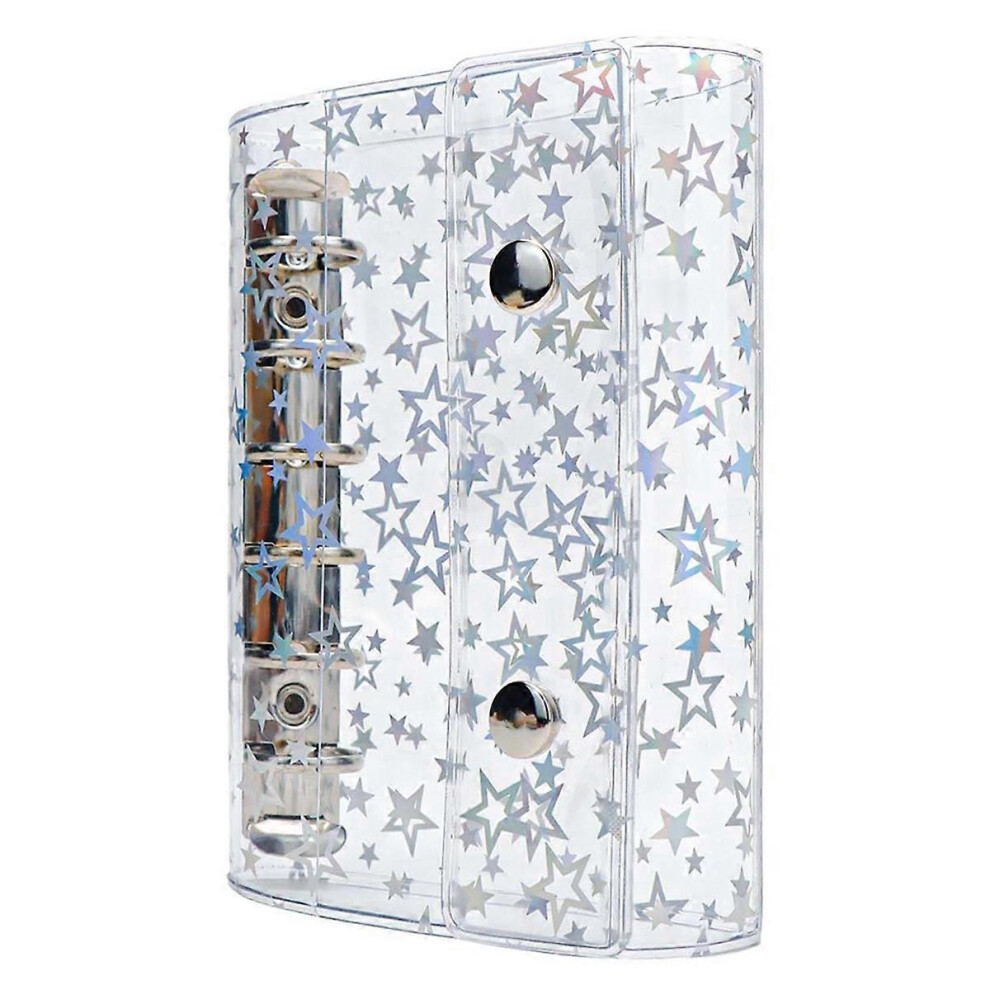 Budget Binder Cover Made Of Clear Pvc, Glitter Star, Refillable Notebook Cover With 2 Snaps 8934965251950