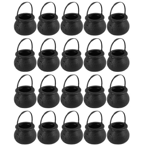20 Mini Candy Cauldrons Witch Skeleton Cauldron Holders with Handles compatible with Halloween Easter St. Pat