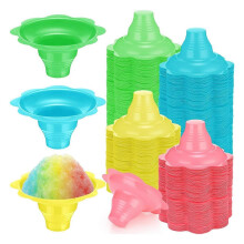 200 pieces 4 oz colored snow cups flower-shaped ice buckets leakproof plastic snack ice buckets