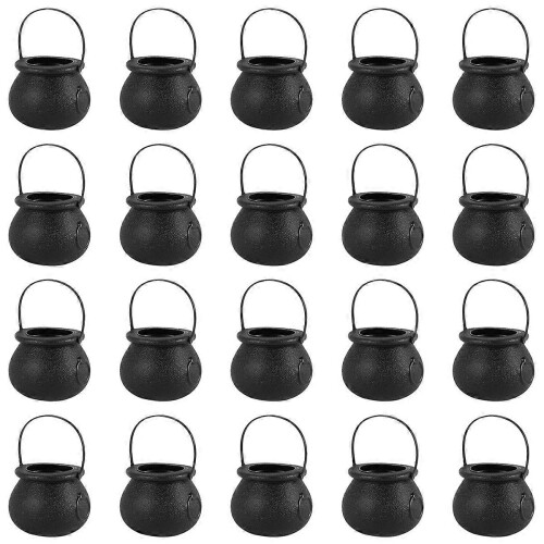 20 Mini Candy Cauldrons Witch Skeleton Cauldron Holders with Handles compatible with Halloween Easter St. Pat 2