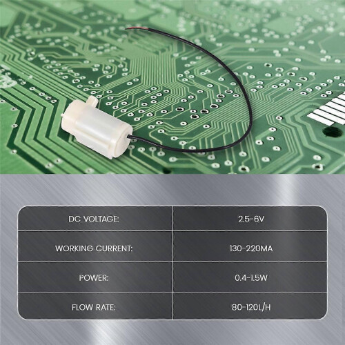 1 x Μικρο-υποβρύχια αντλία DC 2.5-6V, αθόρυβος κινητήρας χωρίς ψήκτρες, ρυθμός ροής 120L/H 1