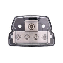 Bloque de distribución de energía de 4 vías: 1 entrada de 0/2/4 AWG / 4 salidas de 4/8 AWG; bloque de distribución de tierra automotriz