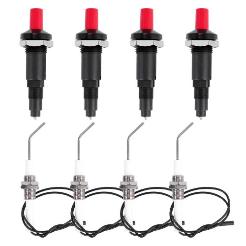 4-piece propane push piezo ignition set with threaded ceramic electrode and ignition cable, 30 cm