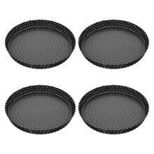 Set di 4 stampi per quiche e tortine, teglia per pizza rotonda forata da 12,5 cm, teglia per crostate antiaderente con fori per C