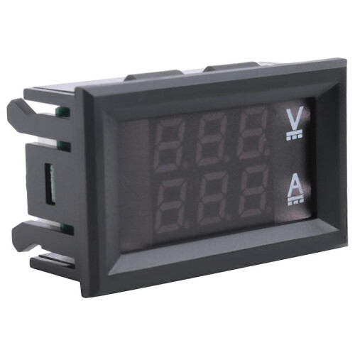 Set di 2 voltmetri-amperometri digitali CC 100V 10A con doppio display LED blu e rosso.