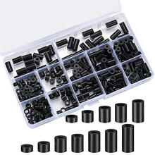 320 spacers for electrical socket screws, assortment of round black nylon spacers, plastic W spacers