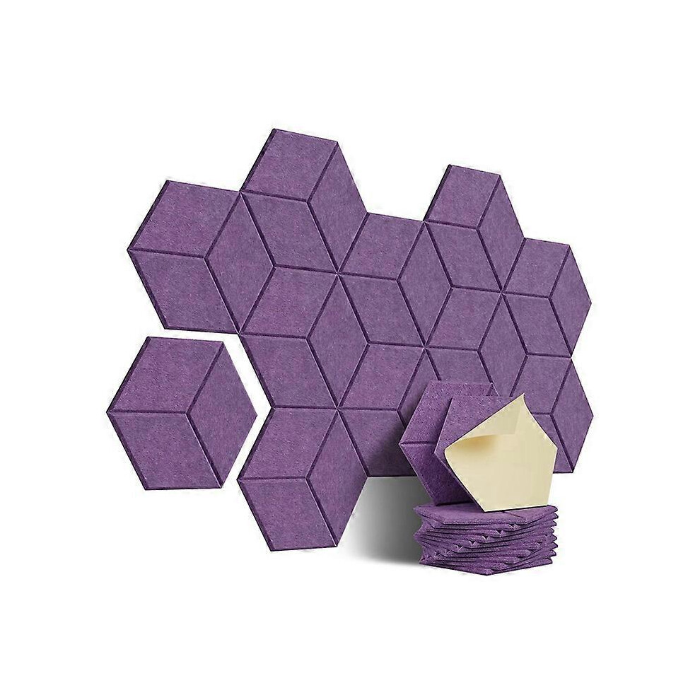12 Self-Adhesive Acoustic Panel Hexagons Y-Lined Soundproofing Panels High Density F 8258720804688